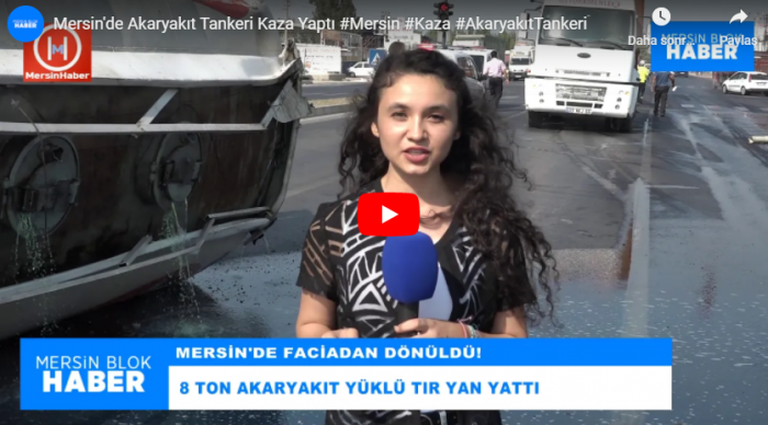 Mersin'de Akaryakıt Tankeri Kaza Yaptı