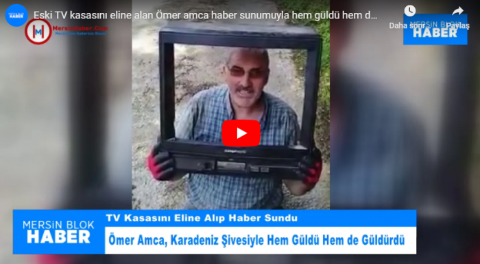 Eski TV kasasını eline alan Ömer amca haber sunumuyla hem güldü hem de güldürdü