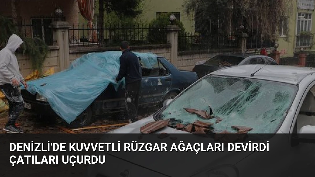 Denizli’de Kuvvetli Rüzgar Ağaçları Devirdi Çatıları Uçurdu